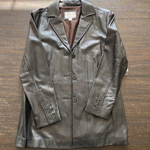 WORTHINGTON, GENUINE LAMBSKIN, BLACK LEATHER JACKET. SIZE: L